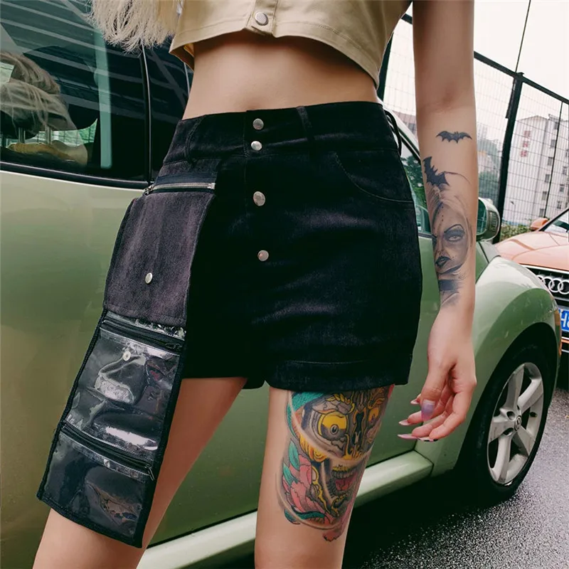 Streetwear Women Detachable Pocket Shorts Casual High Waist Button Big Adjustable Pocket Shorts Straight Shorts Party Shorts winter dresses for women