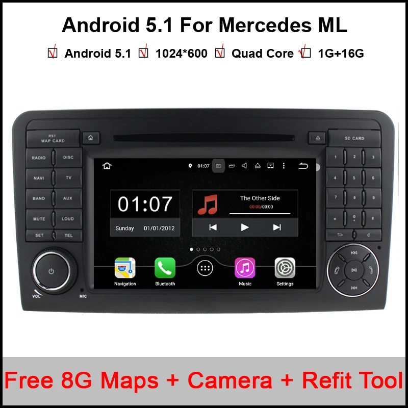 1024*600 Android 5,1 автомобильный dvd-радиоплеер gps для Mercedes ML W164 W300 ML350 ML450 ML500 GL X164 G320 GL350 GL450 GL500