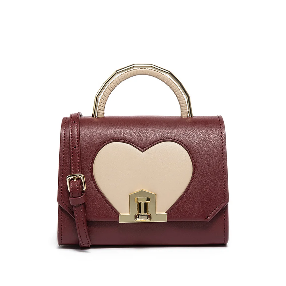 

Leather Bag 2018 New Korean Style Fashion Color Collision Mini Single Shoulder Crossbody Bags Small Flap Bag Solid Color Heart