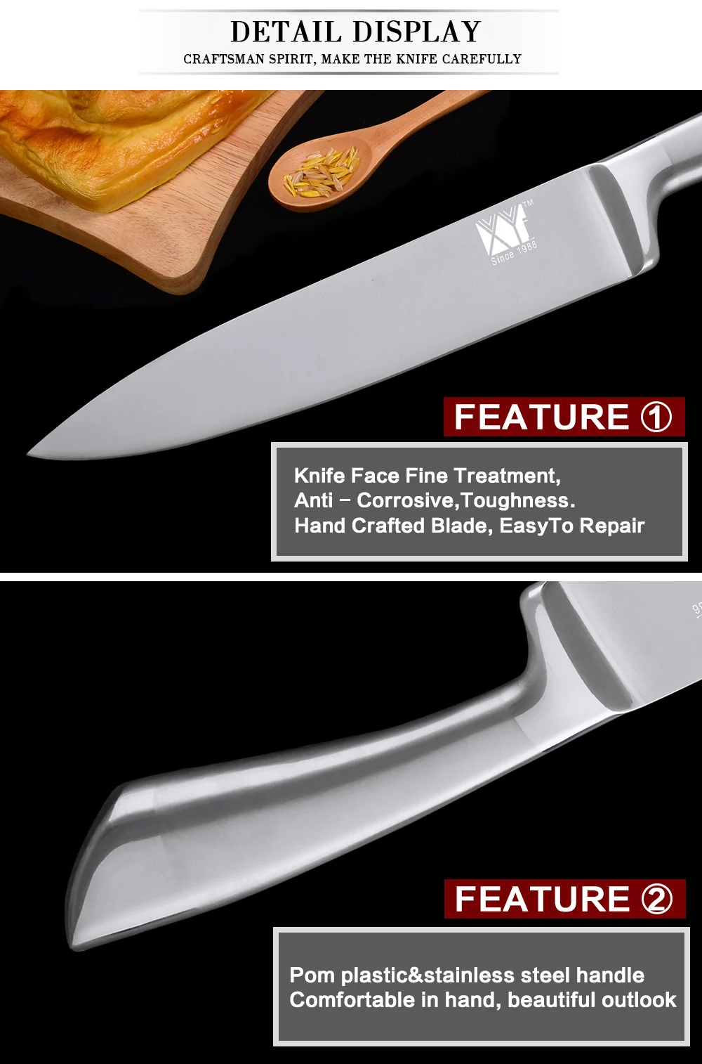 XYj 6 шт набор кухонных ножей из нержавеющей стали, серебристые Нескользящие ручки, острые высокоуглеродные лезвия, кухонные ножи, аксессуары для приготовления пищи