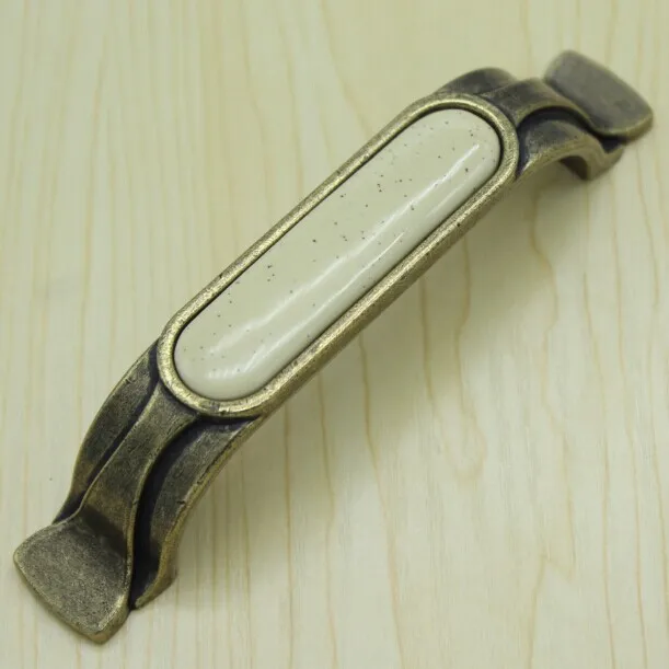 

96mm ceramic kitchen cabinet handles pulls antique zinc alloy drawer dresser wardrobe furniture handles knobs