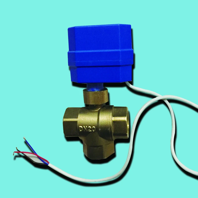 

2019 newest Cold&hot water/Water vapor/heat gas 2 way Brass Motorized Ball Valve, 220VAC DN20 3/4" Tee electric actuator valve,