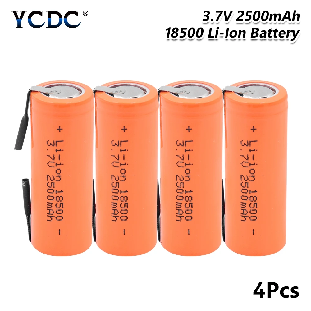 1/2/4 шт 3,7 V 2500mAh 18500 литий Батарея с 2 сварки вкладки 18500 литий-ионный аккумулятор для светодиодного фонарика фара механический Mod