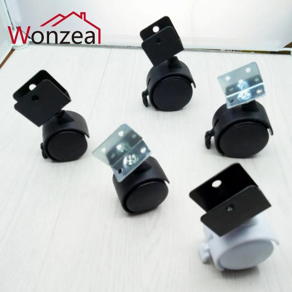 Polegadas Polegadas Preto Branco Plástico Ângulo Freio Giratório Rodízios Cadeira Escritório Rodas Móveis Ferragem Rolo de Rolamento Peças 1.5