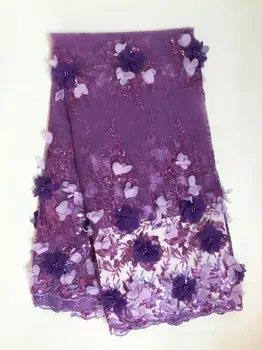 

Latest African Lace Fabric High Quality Nigeria 3d Flower Mesh Lace Fabric French Tulle Net Lace Fabric With Bead For Wedding Jy
