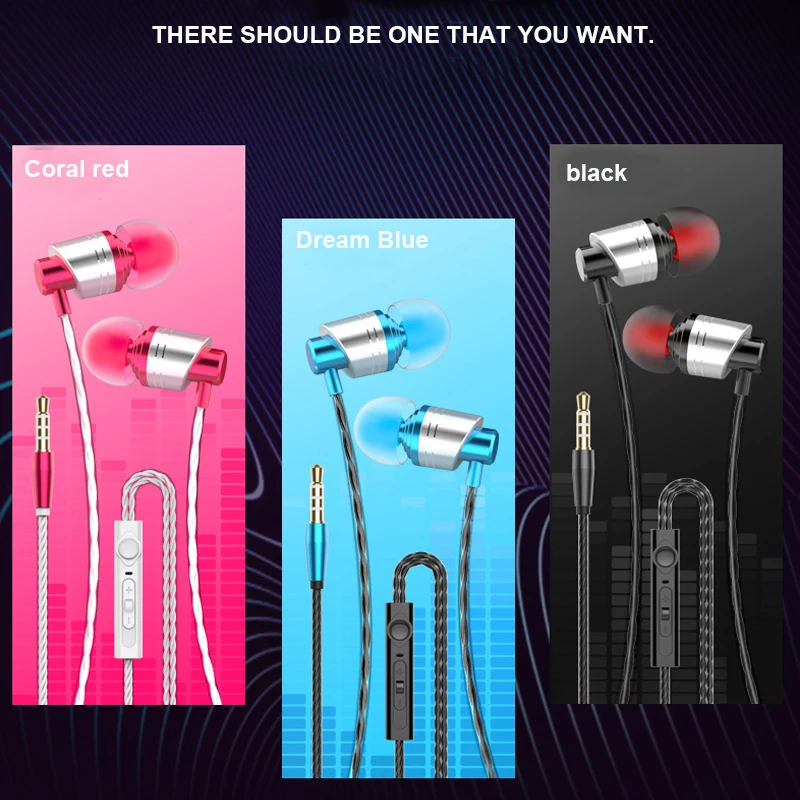 

metal headphones earphone music headset gaming With wheat headphone cable Suitable for xiaomi huawei iphones mp3/4 3.5mm pc app
