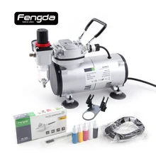 Fengda FD18 2K oil free piston compressor AS 1202K with airbrush gun airhose inks tattoo body