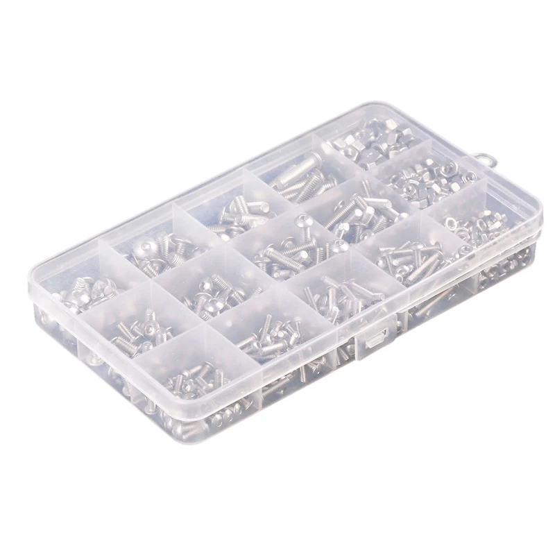 

500Pcs Screw And Nut Kits, M5 M3 M4 Steel Various Hexagon Socket Head Bolts Screw Nut Classification Kit
