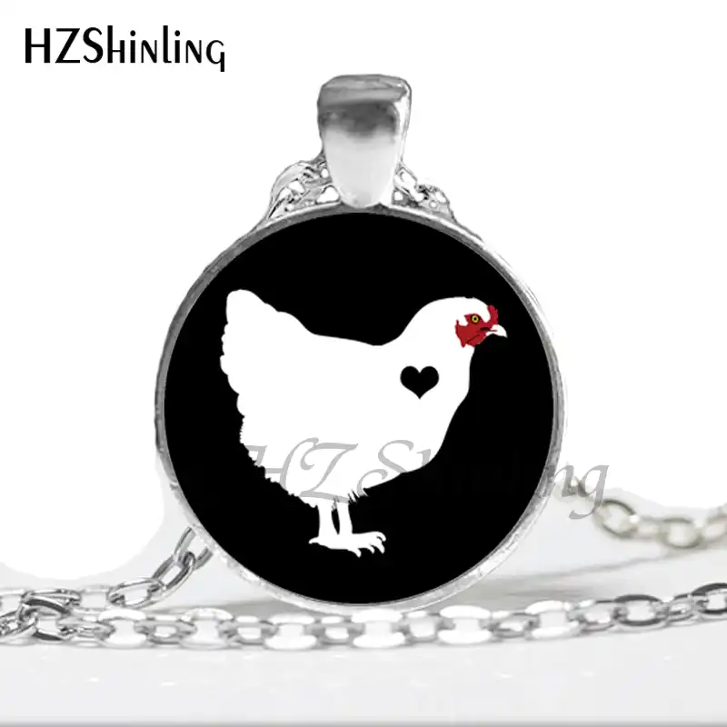NS-00745 2017 novo galo silhueta pingente galo colar galinha jóias redonda pingentes de vidro cabochão colares hz1