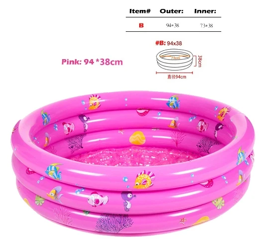 3 кольца 94x38 см океан мир надувной детский бассейн, круглый детский бассейн(синий/зеленый/розовый - Цвет: Pink 94X38cm
