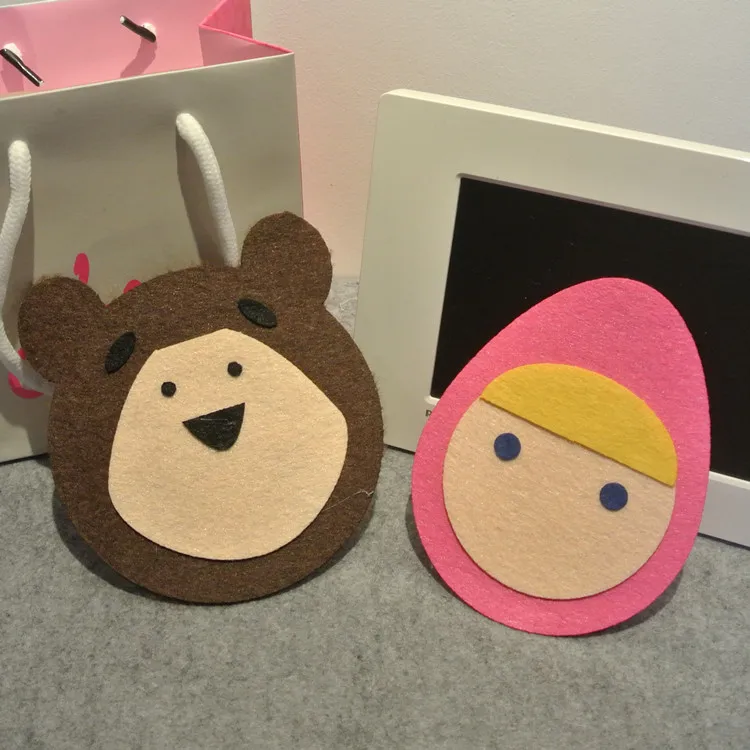 

6 pcs Cartoon Masha and the Bear Felt Coaster Cup mats Cartoon Pad supply fabric