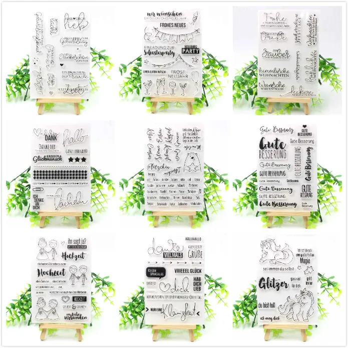 

VUAWRTG German Transparent Clear Silicone Stamps for DIY Scrapbooking/Card Making/Kids Crafts Fun Decoration Supplies