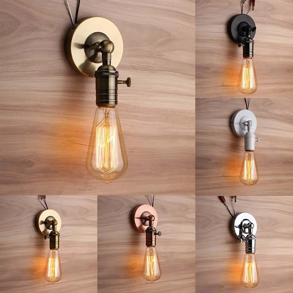 

E27 Industrial Lamp Base Modern Vintage Retro Antique Ceiling Light Wall Lamp Bulb Base Holder Socket Without Bulb