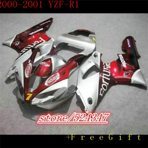 Nn- красное серебро комплект обтекателей для 2000 2001 YZF R1 YZF-R1 2000-2001 YZF1000 YZFR1 00 01 Обтекатели для Yamaha