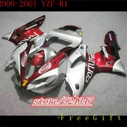 Nn-2015 красное серебро комплект обтекателей для 2000 2001 YZF R1 YZF-R1 2000-2001 YZF1000 YZFR1 00 01 Обтекатели для Yamaha