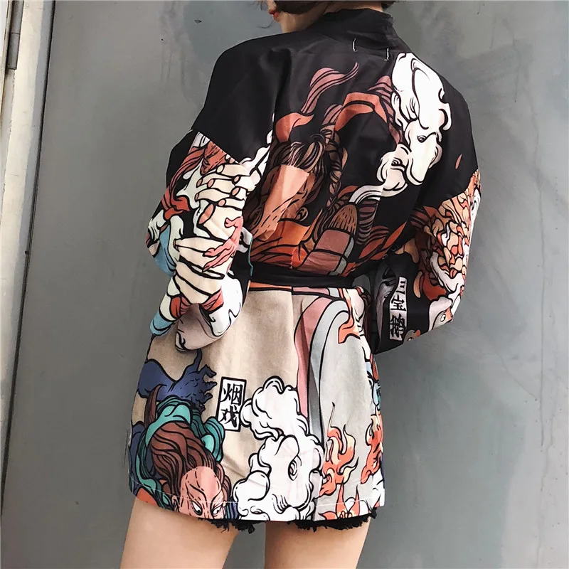 Женское японское кимоно OCEANLOVE Harajuku с принтом Chimono летняя блузка для косплея юката