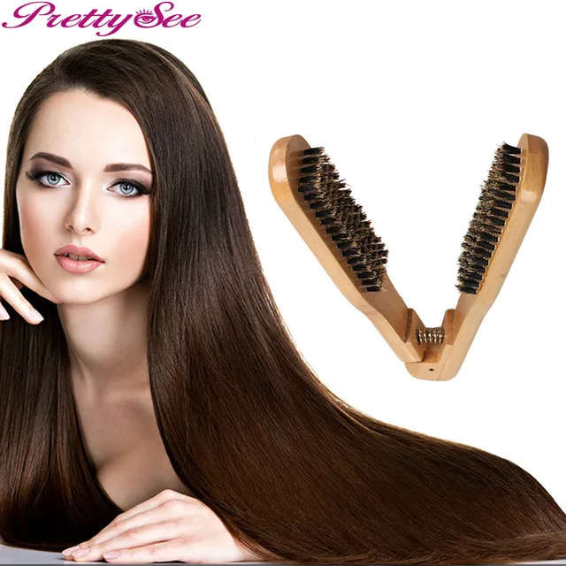 Prettysee Women Professional Boar Bristle Anti Static Hair Brush Prettysee Women Professional Boar Bristle Anti Static Hair Brush Handle Wood Comb Double Sided