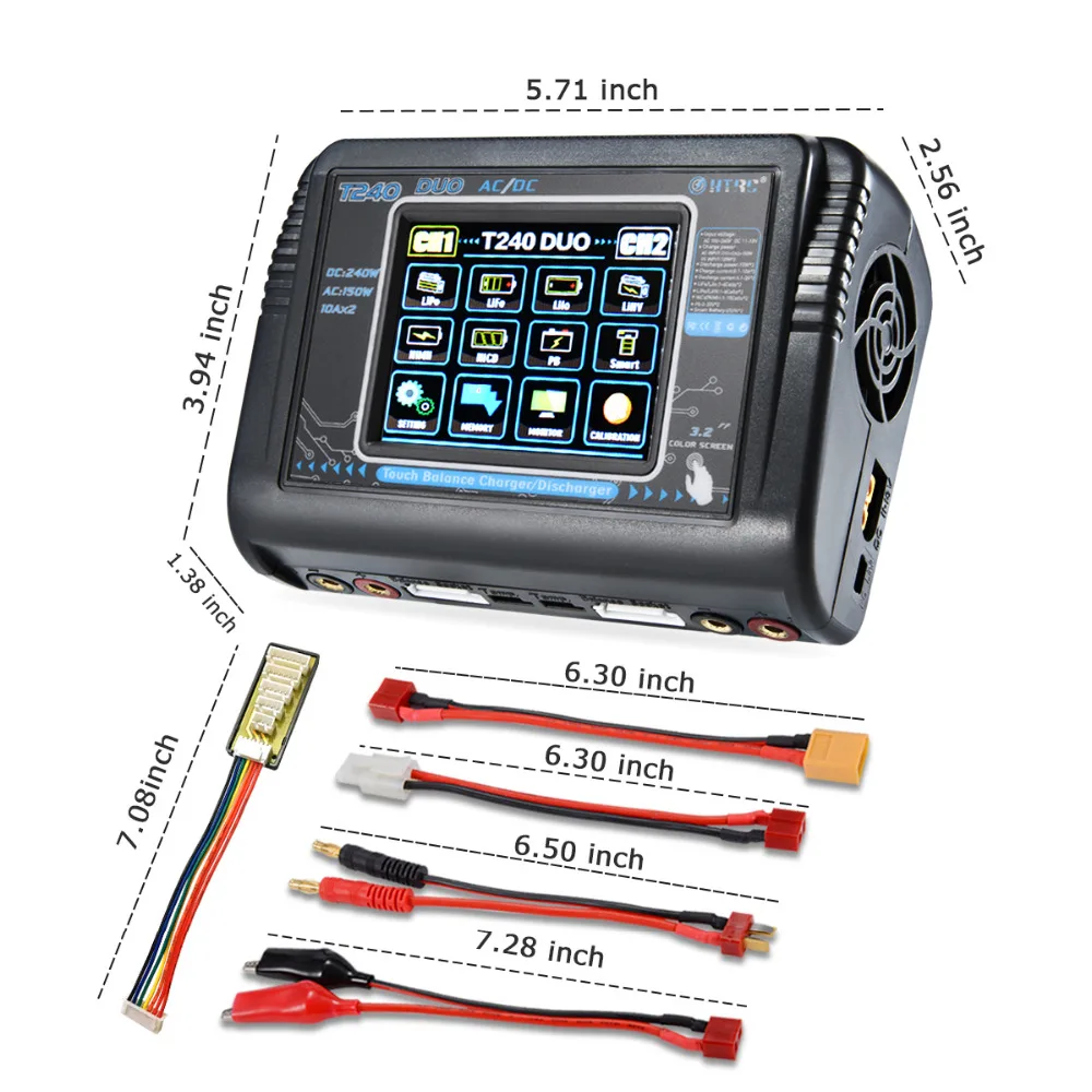 HTRC T240 Duo зарядное устройство Dis зарядное устройство AC 150 Вт DC 240 Вт 10A сенсорный экран двухканальный Lipo баланс зарядное устройство для RC модели игрушек