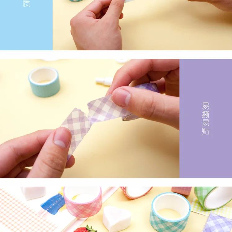 Mohamm Basic клетчатая серия цветные Васи Маскировочная лента выпускная бумага наклейки Скрапбукинг Канцелярские Декоративные ленты