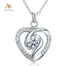 Pavo real Estrella Sólida Plata de ley 925 Del Corazón Collar Pendiente de la Joyería Nupcial de La Boda de dama de Honor CFN8032