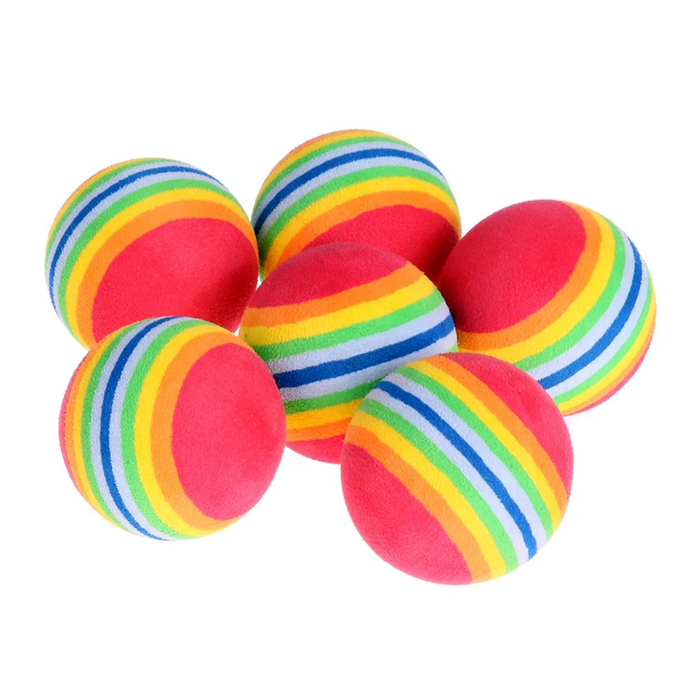 Elastic 6pcs Rainbow Color Golf Traning Balls Indoor Practice EVA Sponge Foam Balls Swing