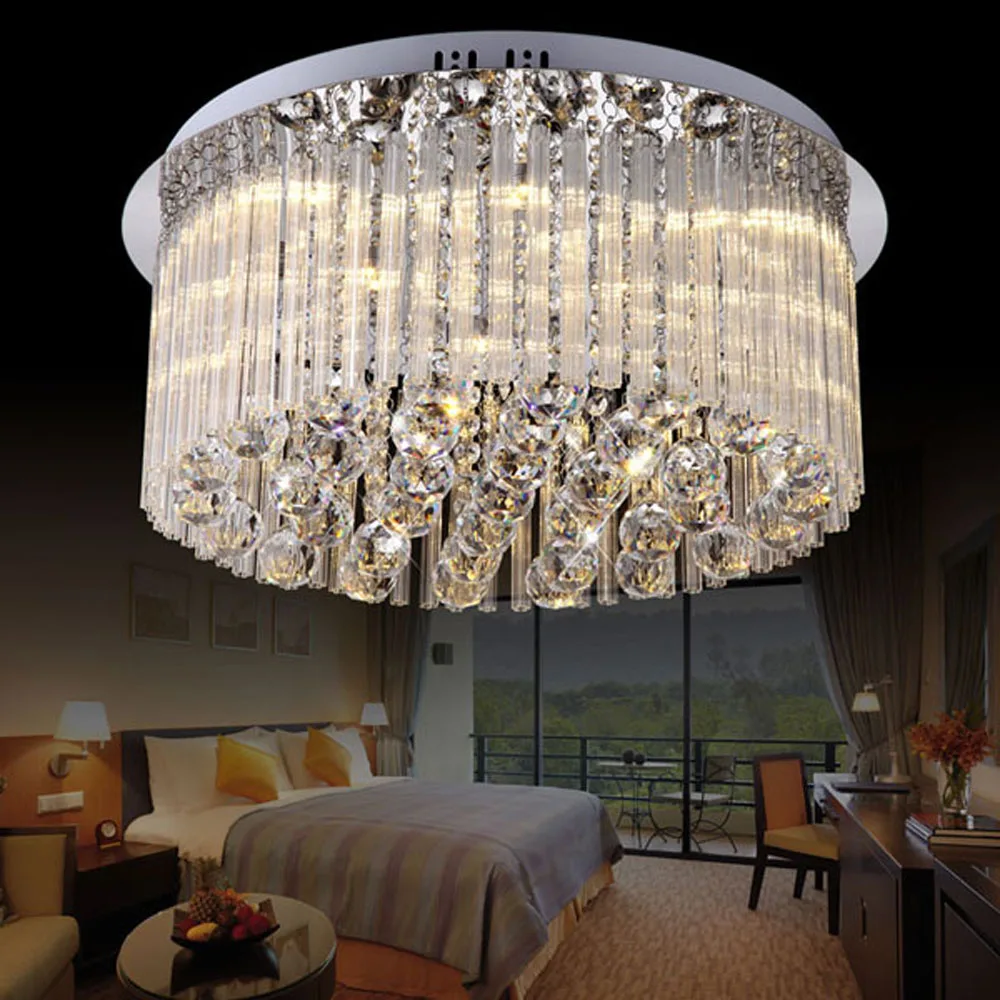 

Simple and modern three-color bright LED remote control round bedroom study crystal lamp lighting ceiling lamps lighting fixture