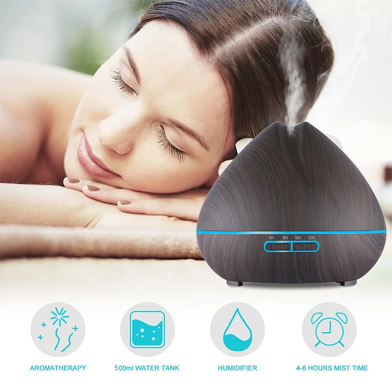 

500ML Remote Control Air Humidifier Essential Oil Diffuser Humidificador Mist Maker LED Household Aroma Diffusor Aromatherapy
