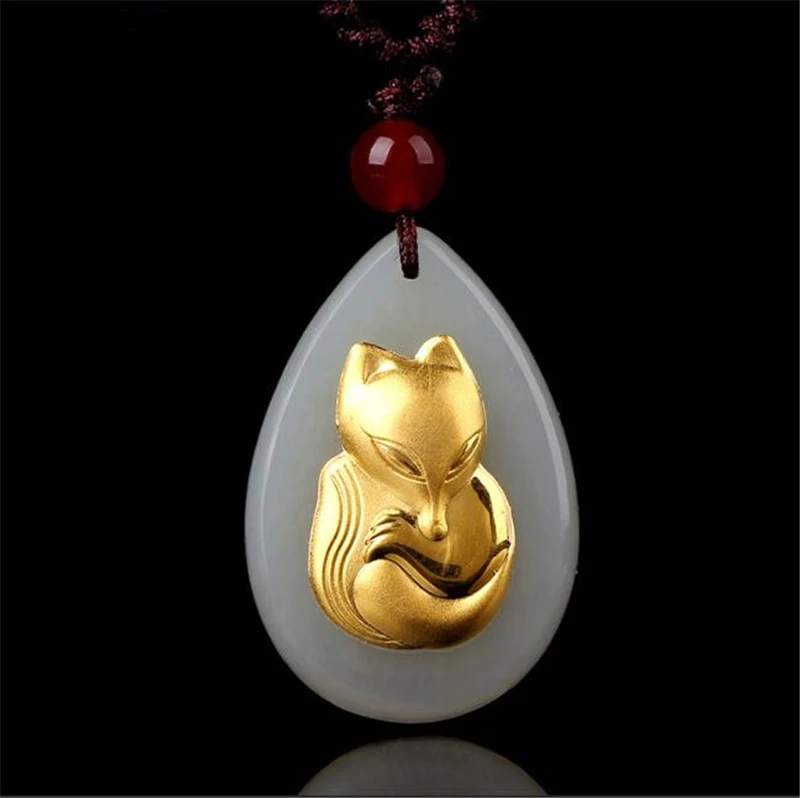 TJP 2018 Gold Fox Pendant Jade jewelry Good Quality Men Women Necklace Free shipping TJP 2018 Gold Fox Pendant Jade jewelry Good Quality Men Women Necklace Free shipping
