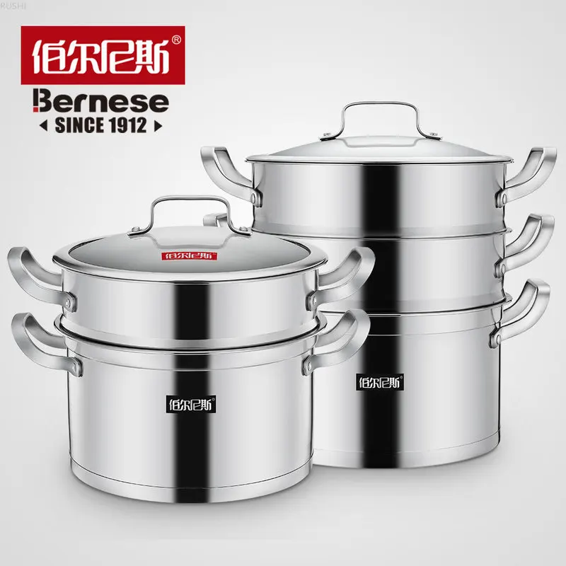 

Stainless steel steamer double layer three layer bottom thickened stew pot is widely used Compound Multi-layer Bottom