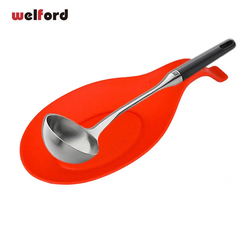 

1pc Silicone Spoon Rest Heat Resistant Utensil Spatula Holder Tray Placemat Spoon Utensil Rest Cooking Tool Kitchen Tools