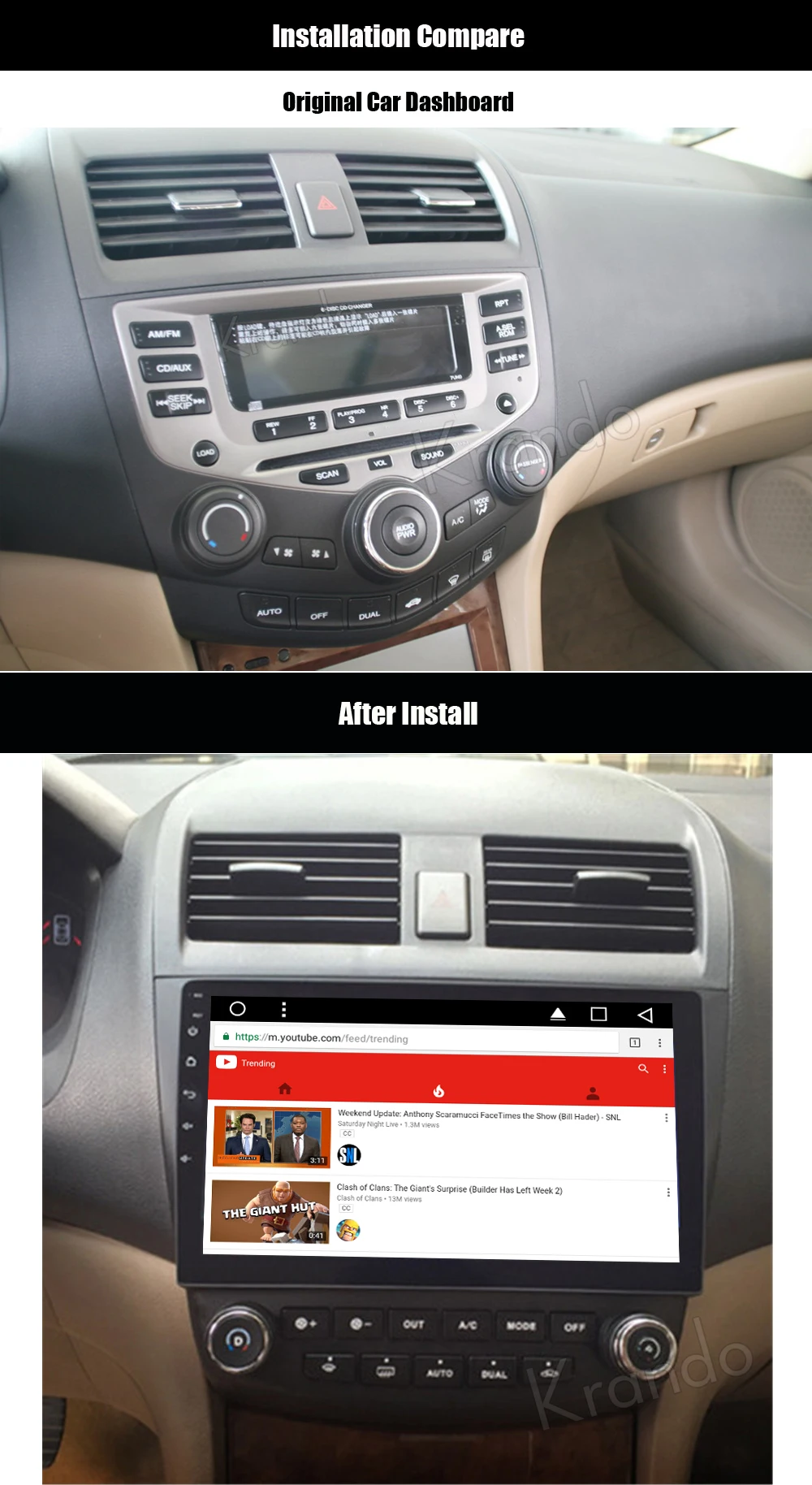 Discount Krando Android 8.1 10.1" car audio player navigation gps for Honda Accord 7 radio multimedia entertainment system WIFI 1