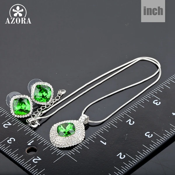 Серьги кольца и кулон с кристаллами Stellux белого золотого цвета|necklace set|pendant necklace