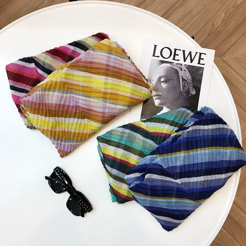 

MARC Scarf female Korean Trend colorful Striped Fashion Blue Red warm scarf long Voile female shawl female