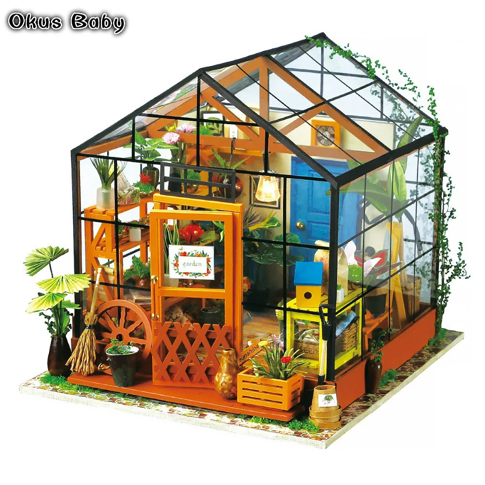 

2018 Newest Doll House Miniature DIY Dollhouse With Furnitures Wooden House Toys For Children Kathy's Flower House