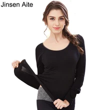 Jinsen Aite новое зимнее и осеннее хлопковое женское нижнее белье с круглым вырезом, эластичное женское термобелье, топы JS78