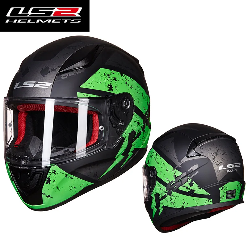 LS2 FF353 full face motorcycle helmet ABS reinforced shell KIDS HELMET XS man woman racing motorbike helmet ECE approval - Цвет: green change