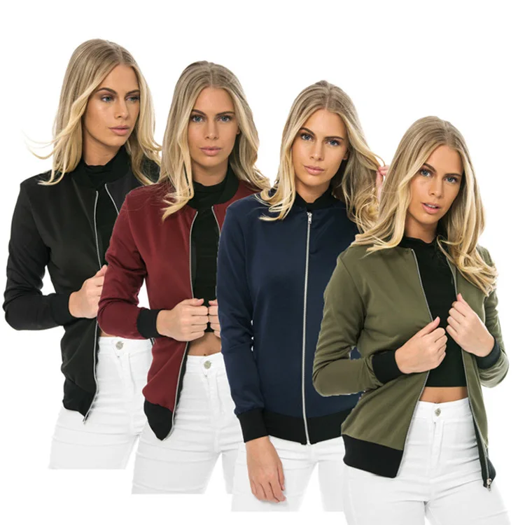 2017 fashion women's European and American style autumn simple small jacket jacket special wine red green black blue big yards (1)