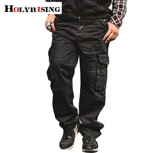 Holyrising мужские Мульти-карманные прямые мужские джинсы свободные комбинезоны джинсовые брюки карго байкерские джинсы мужские Мешковатые Свободные джинсы 18753-5