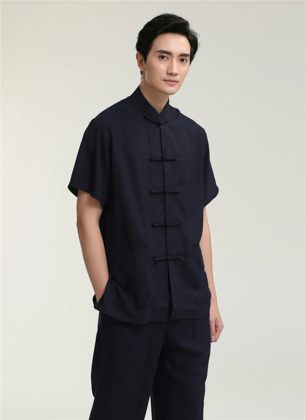 Шанхай история короткий рукав Китайская традиционная Костюмы кунг-фу Рубашка для парня китайского Топ для человека свободную рубашку