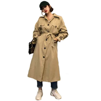 

WSYORE Loose Long Coats Trench Coat 2019 New Spring and Autumn Women Casual Single-breasted Temperament Windbreaker Coat NS1036