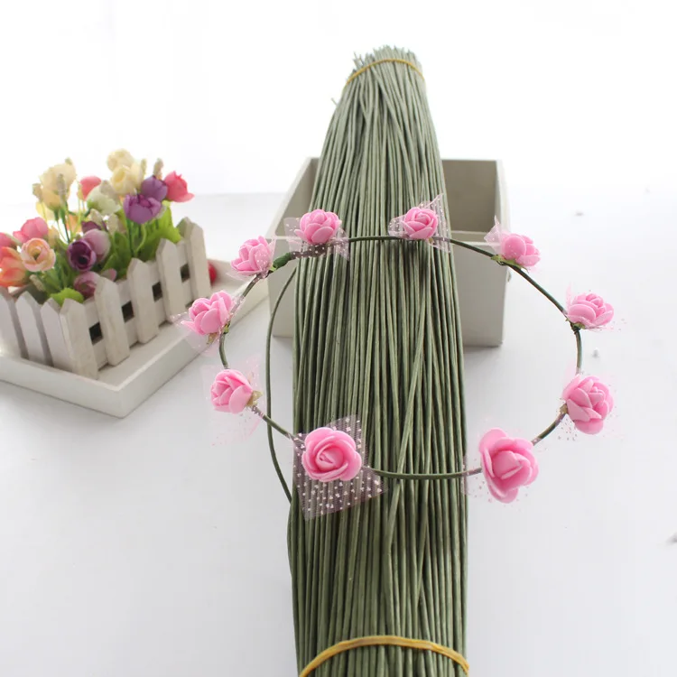 

60CM Artificial Flower Stem,Green Wire Floral Stem,Diy Flower Arrangements Material Accessories for Home Wedding Decoration