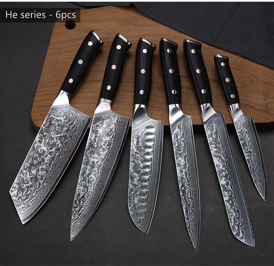 TURWHO " дюймовый универсальный нож 67 слоев японской дамасской стали шеф-повара кухонный нож острый многоцелевой резак ножи с G10Handle