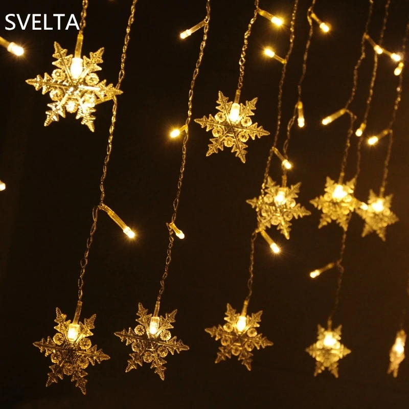 

SVELTA 2M/1.5M 104 Bulbs LED Snow Flower Curtain Fairy Lights Gerlyanda LED Christmas Lights For Xmas Holiday Decoration Garland