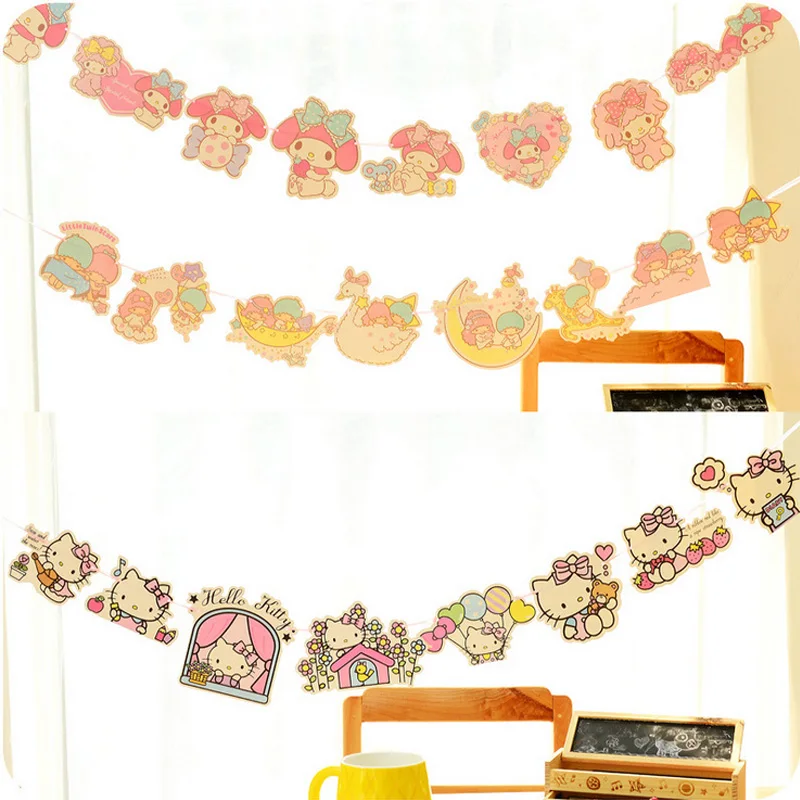 

Cute Animals cat paper flag birthday party banner for kids home decoration bunting party supplies