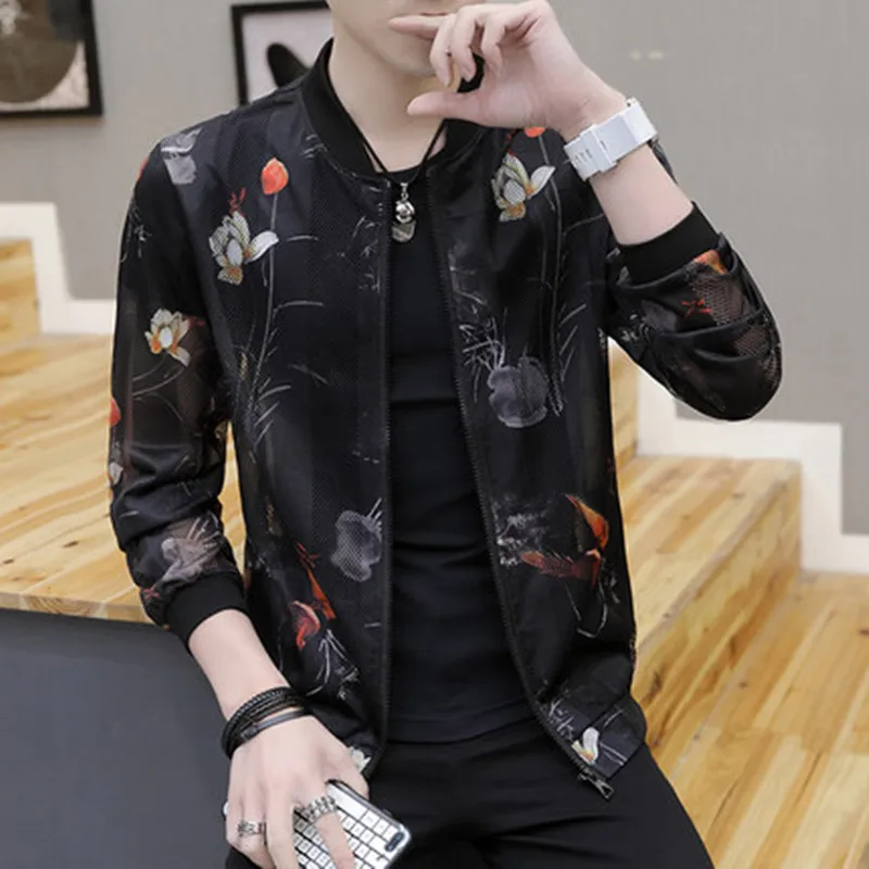 Spring summer men Hollow Out jacket Fashion thin Casual baseball