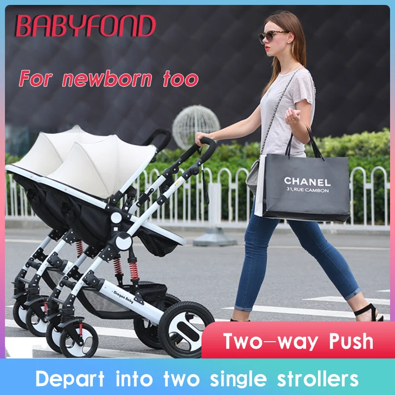 

Twin Baby Strollers Can Sit And Detachable High Landscape Light Folding Shock Double Stroller Two Tire Cart free shipping