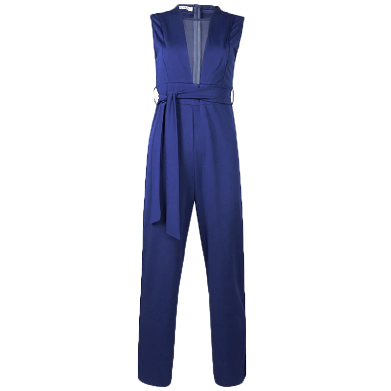 Womens rompers jumpsuit Polyester jumpsuit summer 2019 macac�es elegantes Solid color V-neck stretch jumpsuit New arrive fashion Womens rompers jumpsuit Polyester jumpsuit summer 2019 macac�es elegantes Solid color V-neck stretch jumpsuit New arrive fashion