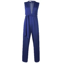 Womens rompers jumpsuit Polyester jumpsuit summer 2019 macac�es elegantes Solid color V-neck stretch jumpsuit New arrive fashion Womens rompers jumpsuit Polyester jumpsuit summer 2019 macac�es elegantes Solid color V-neck stretch jumpsuit New arrive fashion