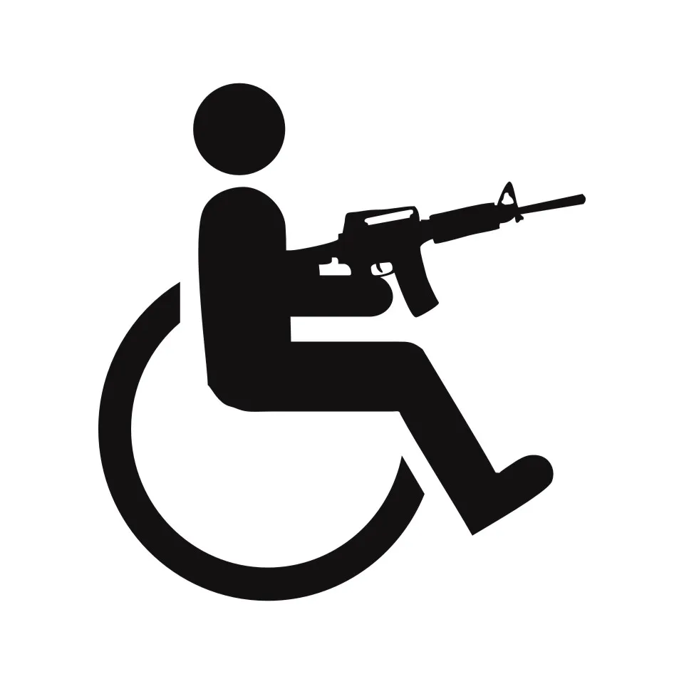 Anycuros Handicapped Wheelchair Gun Creative Vinyl Car-Styling Stickers Decals 15cm16cm (5)