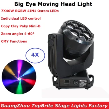 

LED Mini Bee Eye Moving Head Light 7X40W RGBW Professional Stage Light 4-60 Degree Zoom DJ Light Effect Wash Beam Moving Head